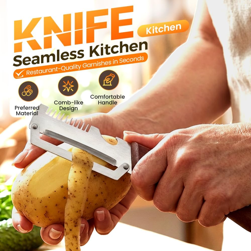 3 in 1 Vegetable Peeler with Wooden Handle (Pack of 2)