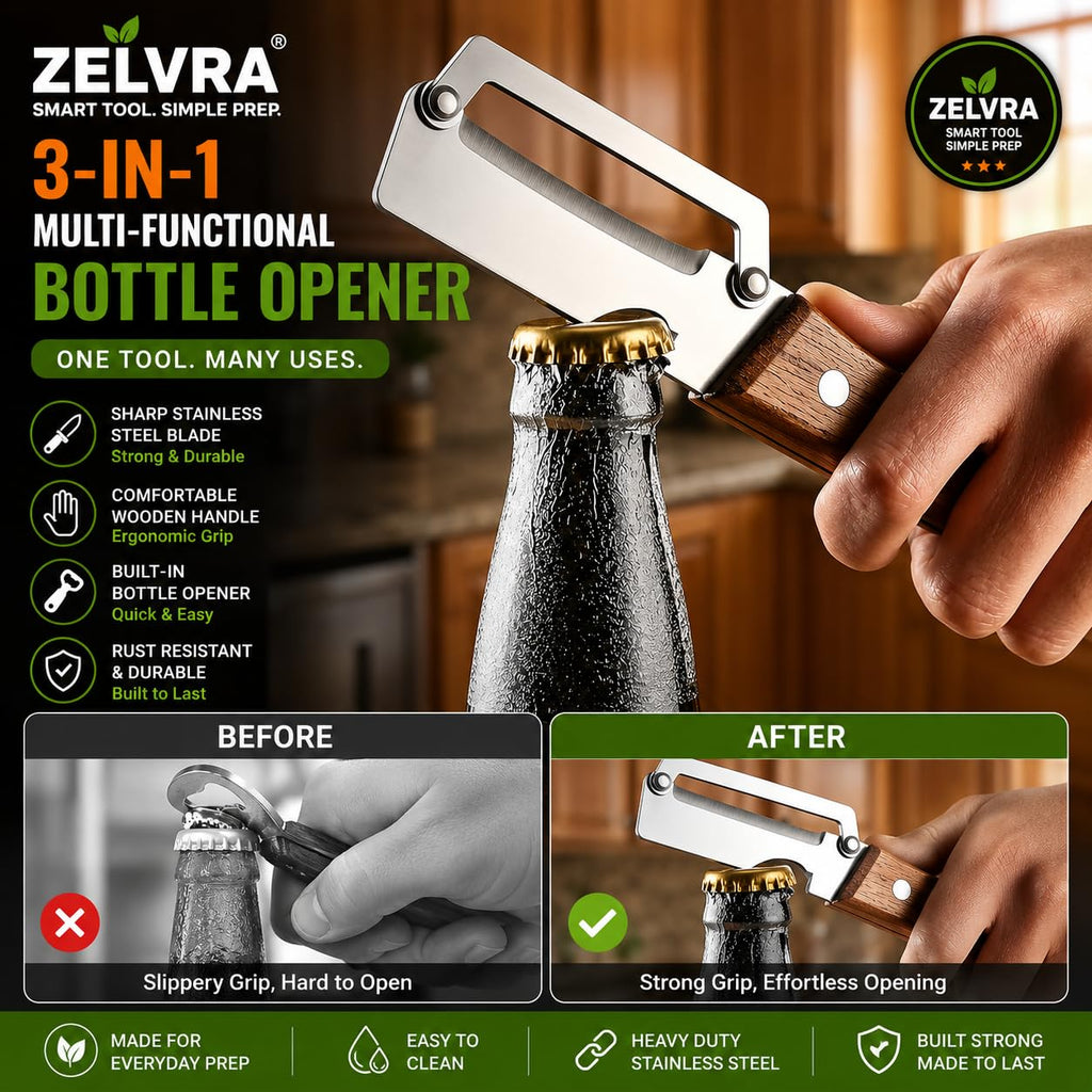 3 in 1 Vegetable Peeler with Wooden Handle (Pack of 2)